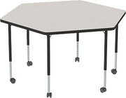 Learniture Structure Series Mobile Hex Collaborative Adjustable Height Table