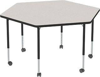 Learniture Structure Series Mobile Hex Collaborative Adjustable Height Table