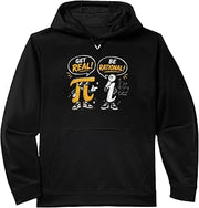 Get Real Be Rational Funny Math Pun Typographic Pi Symbol Performance Hoodie