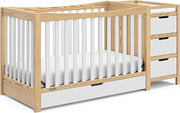 Graco Remi 4-in-1 Convertible Crib & Changer, Natural and White