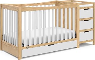 Graco Remi 4-in-1 Convertible Crib & Changer, Natural and White