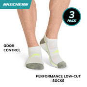 Men's 3-Pack Performance Golf Low Cut Socks by Skechers – Polyester Nylon Blend, Safety Yellow/White/Black, Model S114660HG