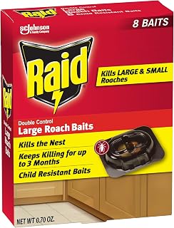 Raid Double Control Large Roach Baits for Indoor Roach Control Child Resistant Bait Stations 8 Count (Pack of 1)