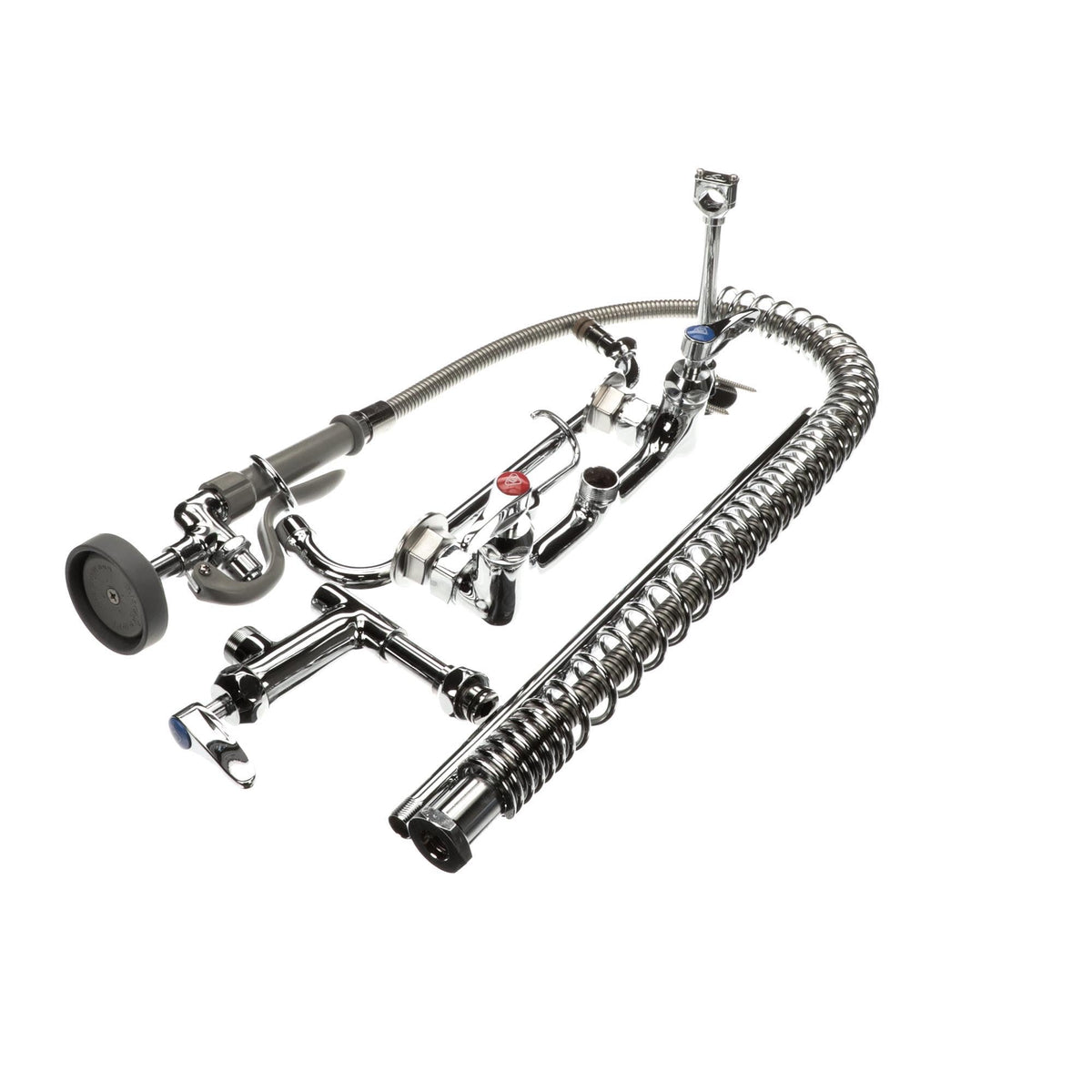 Pre-Rinse Unit with Ceramas and Wall Bracket by T&S Brass – Polished chrome plated brass, Polished Chrome, Model B-0133-12-CR-B