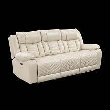 Glory Furniture Sensa G00727A-RS Power Reclining Sofa W/Table W/Led Belt Beige Faux Leather
