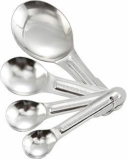 Winco Stainless Steel Measuring Spoons, Set, 4-Piece | Dishwasher safe, Precision measurements, Restaurant service, Great for Baking, Recipes, Portioning and Kitchen Prep