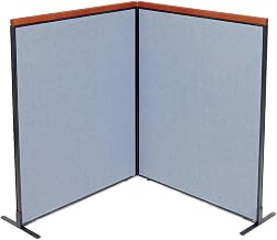 Global Industrial 48-1/4"W x 61-1/2"H Deluxe Freestanding 2-Panel Corner Room Divider, Blue