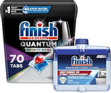 Quantum Infinity Shine - 70 Count Dishwasher Detergent + Finish Dishwasher Cleaner - Liquid Fresh 4 x 8.45 oz.