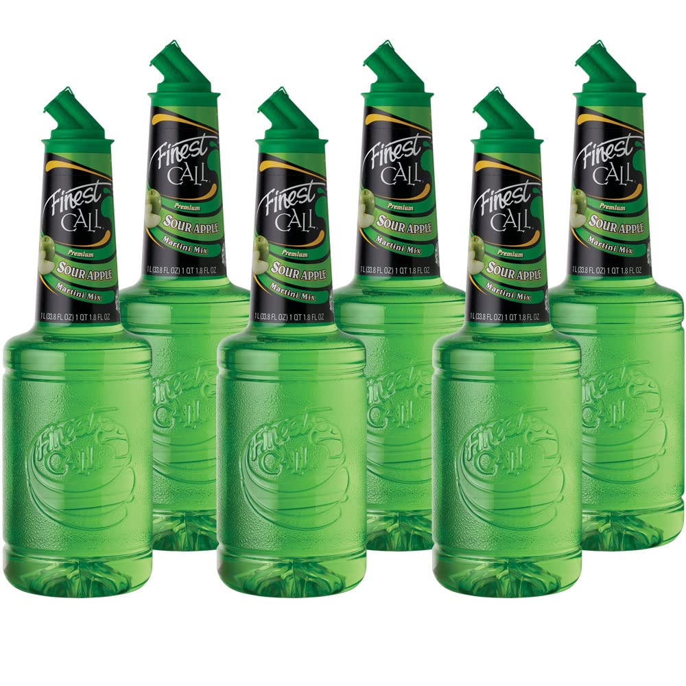 Premium Sour Apple Martini Drink Mix by Finest Call – 33.8 Fl Oz (Pack of 6), green, Pack of 6