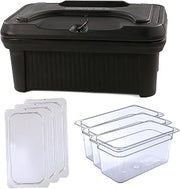 Carlisle FoodService Products Catering Bundle – Insulated Food Pan Carrier + Three (3) Storplus 1/3 Size Food Storage Container & Universal Lid Set