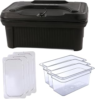 Carlisle FoodService Products Catering Bundle – Insulated Food Pan Carrier + Three (3) Storplus 1/3 Size Food Storage Container & Universal Lid Set
