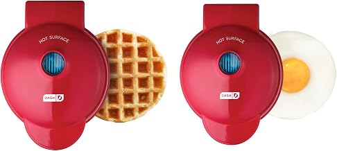 Dash Mini Maker Set - Customized Treat Maker - Supports Multi-Function Cooking - Easy Cleanup and User-Friendly Design - Red - Waffle & Griddle Irons