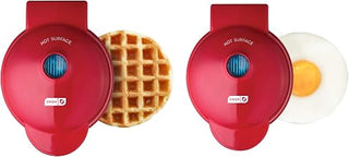 Dash Mini Maker Set - Customized Treat Maker - Supports Multi-Function Cooking - Easy Cleanup and User-Friendly Design - Red - Waffle & Griddle Irons