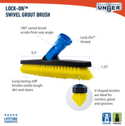 Swivel Grout Brush 5.5" by UNGER – 5.5 inches (Pack of 1), Plastic, Model 975200
