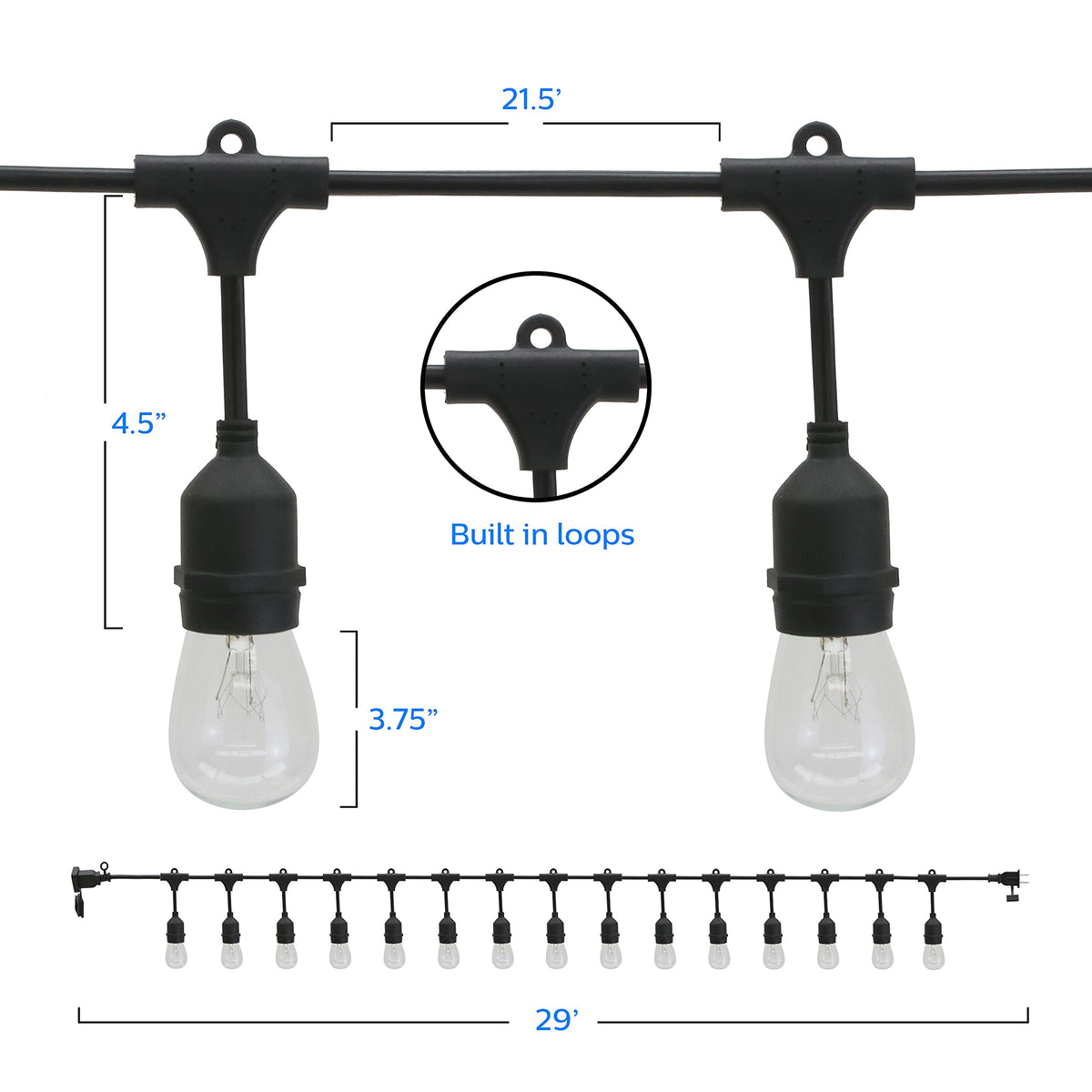15 Clear Incandescent Edison Bulb Lights by PHILIPS – 28, Copper, Clear, Model 639304-278