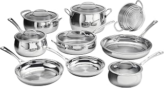 Cuisinart 15 Piece PureClad Triple-Ply, Stainless Steel, Cookware Set, PCST-15