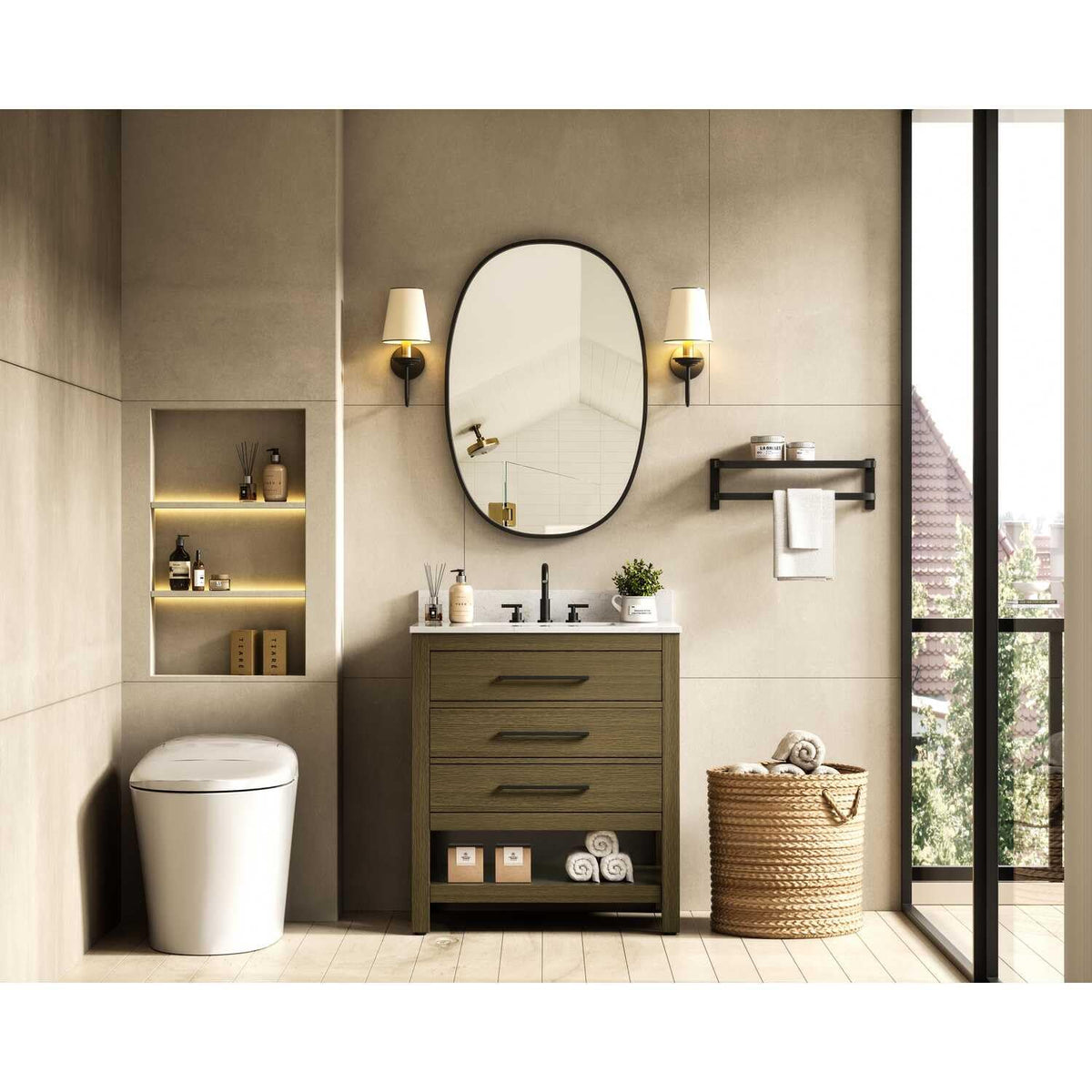 Karson Bathroom Vanity Chestnut Brown by Lighting Design – Wood, Chestnut Brown, Model VF60530MCB-BS