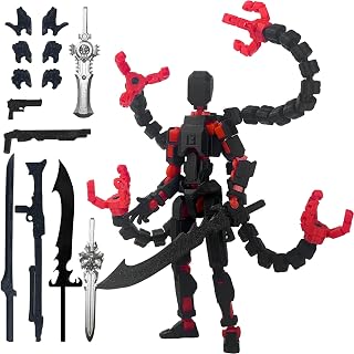 Assembly Completed T 3D Printed Dummy Robot 13 Action Figure Lucky Multi-Articular,Upgraded Tight Joints,Collectors Desktop Ornament Dynamic Modeling (Black Red, 5.5 Inch)