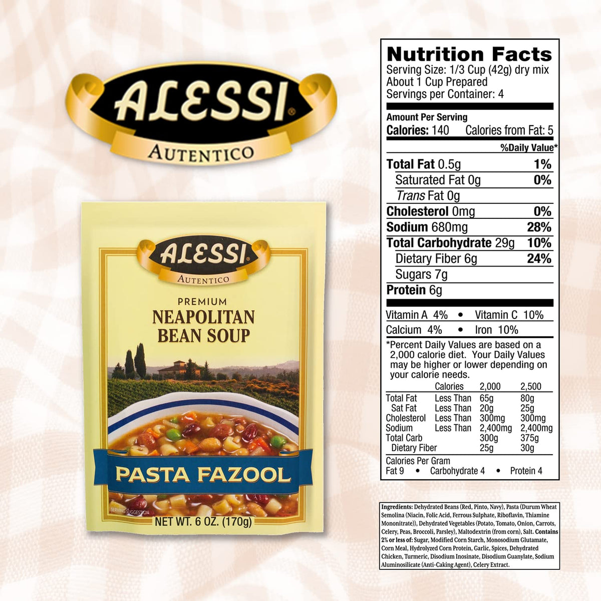 Alessi Neapolitan Bean / 6 Ounce (Pack of 6) / Pasta Fazool Vegetable Soups