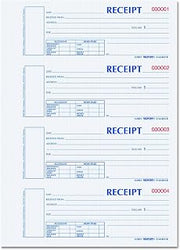 Rediform Receipt Book, Hard Cover, Carbonless Duplicate Forms, 11" x 7.75", 300 Numbered Sets (S1654N-CR) (S1654NCR) (Pack of 5)