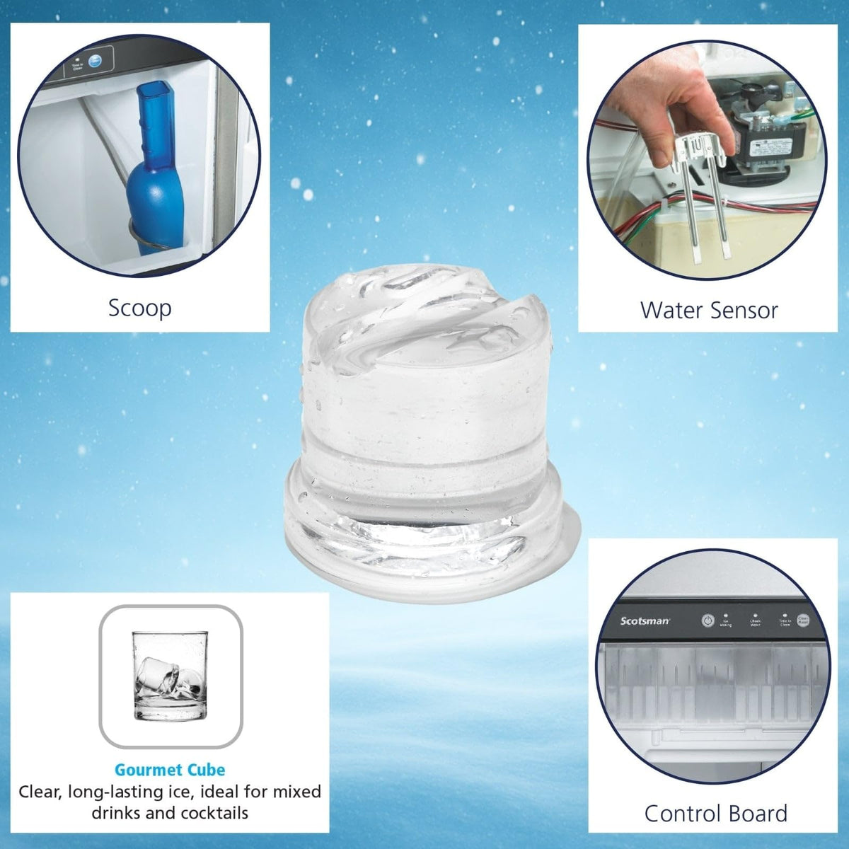 CU50GA Undercounter Ice Maker by Scotsman – Without Filtration, 26.0 pounds, Stainless Steel, Silver, Model CU50GA-1A