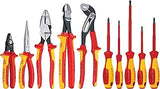 KNIPEX Tools LP - 9K989831US 10 -Piece 1000V Insulated High Leverage Pliers, Cutters, and Screwdriver Industrial Tool Set, Red