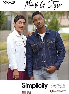 Simplicity S8845 Jacket Sewing Pattern, Unisex Jean Jacket, Sizes XS-XL