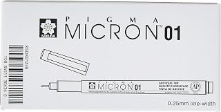Sakura 50150 Micron Pen, 01-0.25mm Tip, Black Ink, Box of 12 Pens