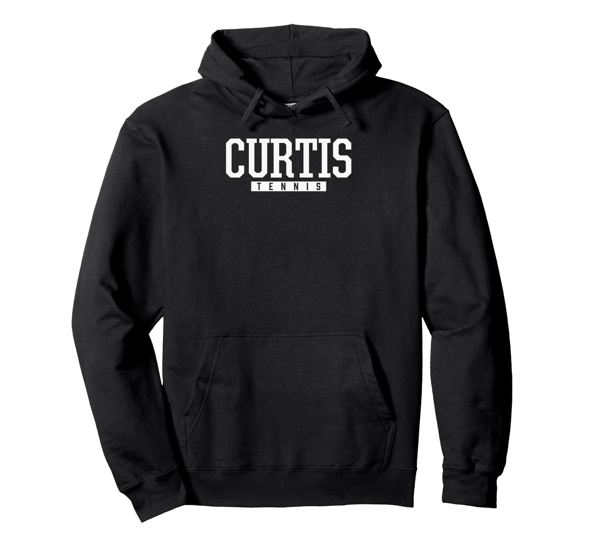 Curtis High School Tennis Pullover Hoodie by Curtis Vikings Official High School Gear – Polyester, Black, Model GM07BPA4937