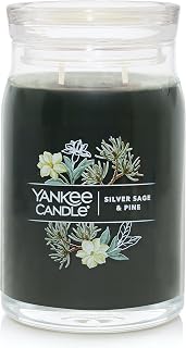 Yankee Candle Silver Sage & Pine Scented Signature 20oz Large Jar 2-Wick Candle Over 60 Hours of Burn Time Christmas | Holiday