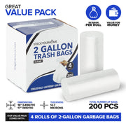 Clear 2 Gallon Trash Bag (200 Pack) Un-Scented Small Garbage Bags for Bathroom Can by Stock Your Home – 200 Pack, 2.0 gallons, Plastic, Clear, Pack of 200