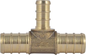 SharkBite 1/2 Inch x 1/2 Inch x 3/8 Inch Crimp Reducing Tee, Brass Plumbing Fitting, PEX Pipe, PE-RT, UC363LFA