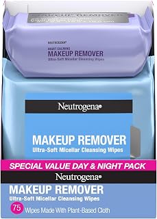 Neutrogena Day & Night Facial Cleansing Wipes, 3 Packs of 25