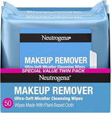 Neutrogena Makeup Remover Micellar Wipes, 2 Pack of 25 Ct