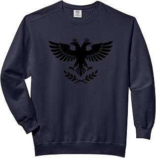 Bird Double-Headed Eagle Heraldic Crest, Crowned Laurel Emu Comfort Colors Adult Sweatshirt