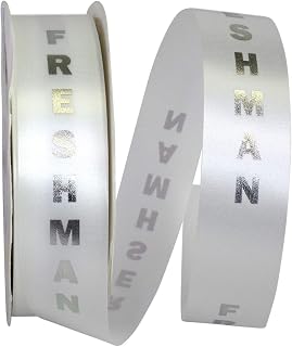 Reliant Ribbon Freshman Satin Ribbon, 1-3/8 Inch X 100 Yards, White/silver
