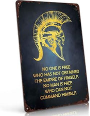 Spartan Helmet Quote Vintage Metal Wall Art Signs 8X12 In