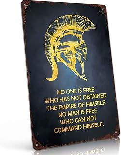 Spartan Helmet Quote Vintage Metal Wall Art Signs 8X12 In