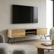 SIMPLIHOME Refined Natural / 68 inch / Rectangle Television Stands & Entertainment Centers