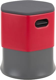Learniture Profile Series Adjustable-Height Active Learning Stool Red Resin Side/Dark Gray Upholstered Seat