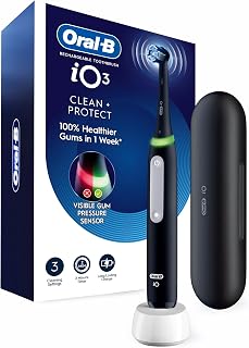 Oral-B Rechargeable Electric Toothbrush, iO3 Clean & Protect, 3 Cleaning Modes, Visual Pressure Sensor to Protect Gum, Black
