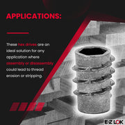 E-Z LOK #8-32 Internal Threads, 0.394" Length / silver-gray / 10 mm Length Threaded Inserts