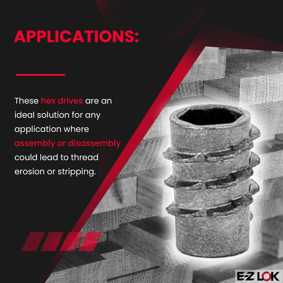 E-Z LOK #8-32 Internal Threads, 0.394" Length / silver-gray / 10 mm Length Threaded Inserts