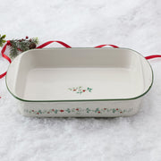 Pfaltzgraff Winterberry Rectangular Baker, 13 x 9 Inch Stoneware, White