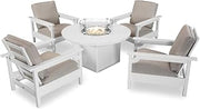 Polywood Club Deep Seating Set, White/Cast Ash