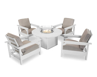 ® Club Deep Seating Set by Polywood – High Density Polyethylene, White / Cast Ash, Pack of 5, Model PWS416-2-WH40428