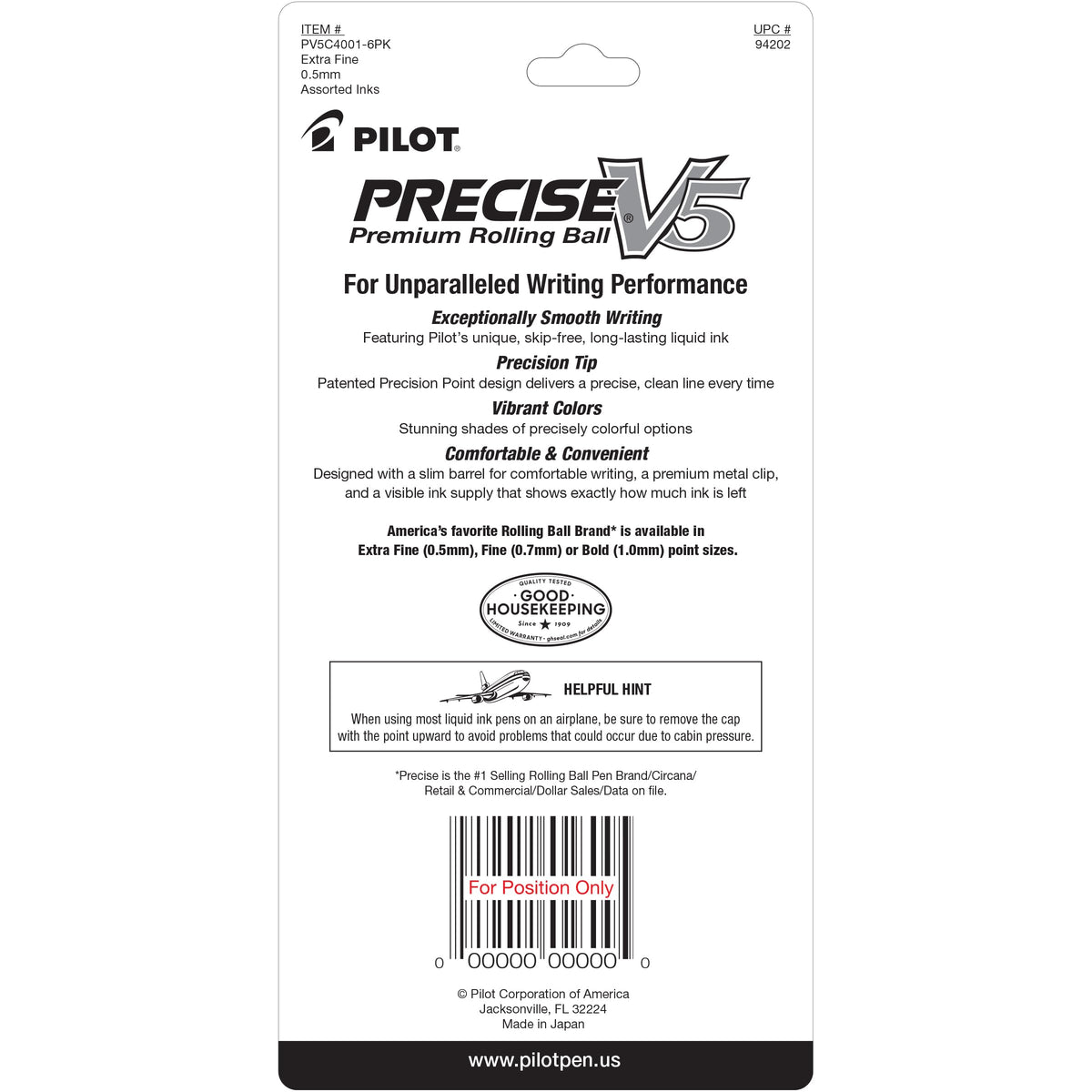 Precise V5 Rollerball Pens by PILOT – 4 Count (Pack of 1), Plastic, Assorted Colors, Model 94202