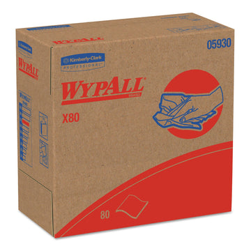 Wypall 05930 X80 Pop-up Wipers – 9.8" Length x 16.4" Width, Red (5 Boxes of 80) (Pack of 5)