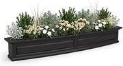 Mayne Newhaven 72in Self-Watering Rectangular Window Box Planter, Black | Self-watering, All season, Fade resistant, Mounting brackets included, Built-in overflow, 15-year warranty