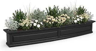 Mayne Newhaven 72in Self-Watering Rectangular Window Box Planter, Black | Self-watering, All season, Fade resistant, Mounting brackets included, Built-in overflow, 15-year warranty